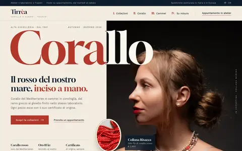 La pagina del concept Tirrèa, alta gioielleria