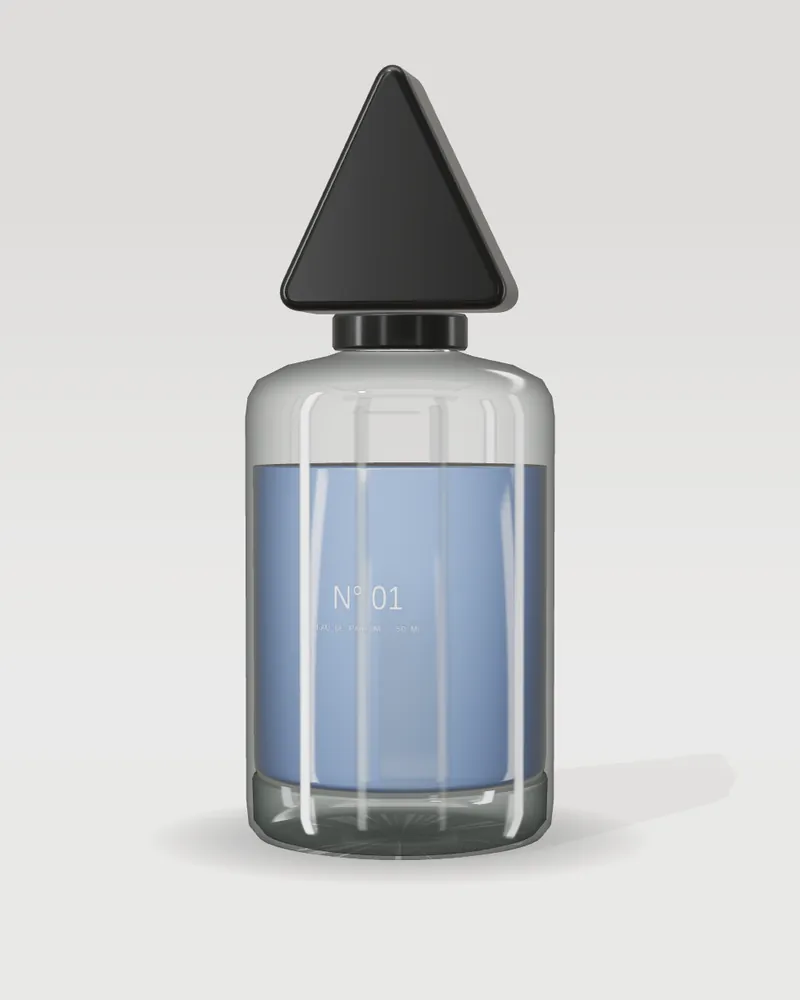 Render del flacone N° 01, blu notte · tappo nero
